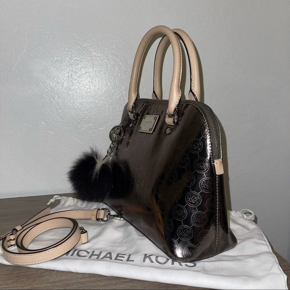 Michael Kors Metallic Brown Satchel with Cream Accents - Picture 2 of 8